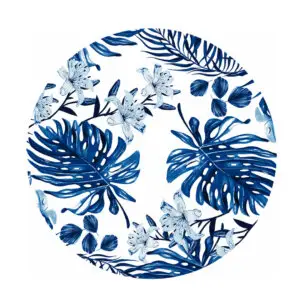 FORRO PLATOS BASE HOJAS AZUL